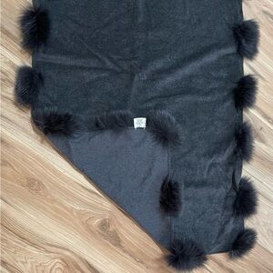 Lord & Taylor Charcoal Wrap with Dark Fur Trim
